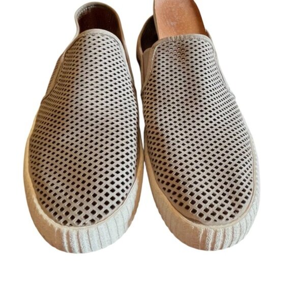 Frye Camille Gray Perforated Suede Slip-On Shoes Size 11 - Picture 8 of 15